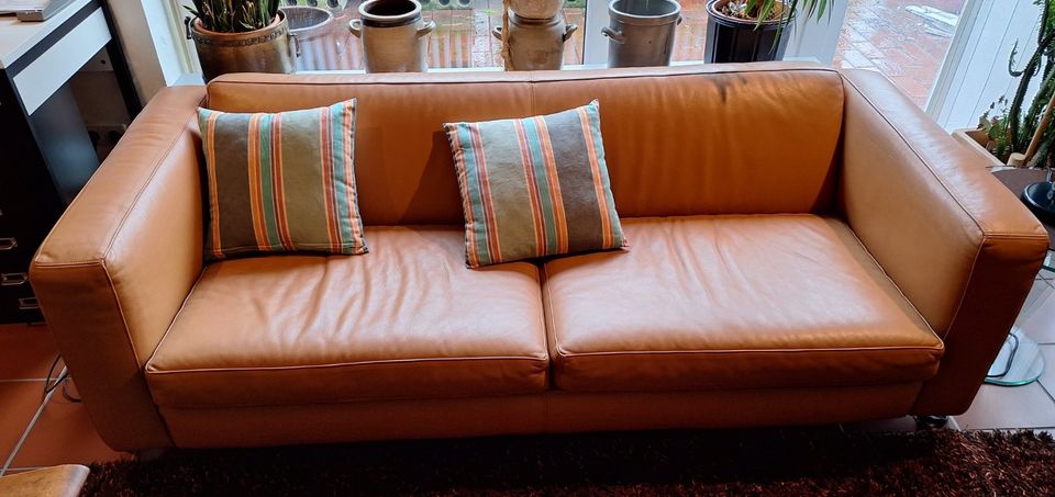 Couch Ledercouch orange 195x80 cm in Püttlingen