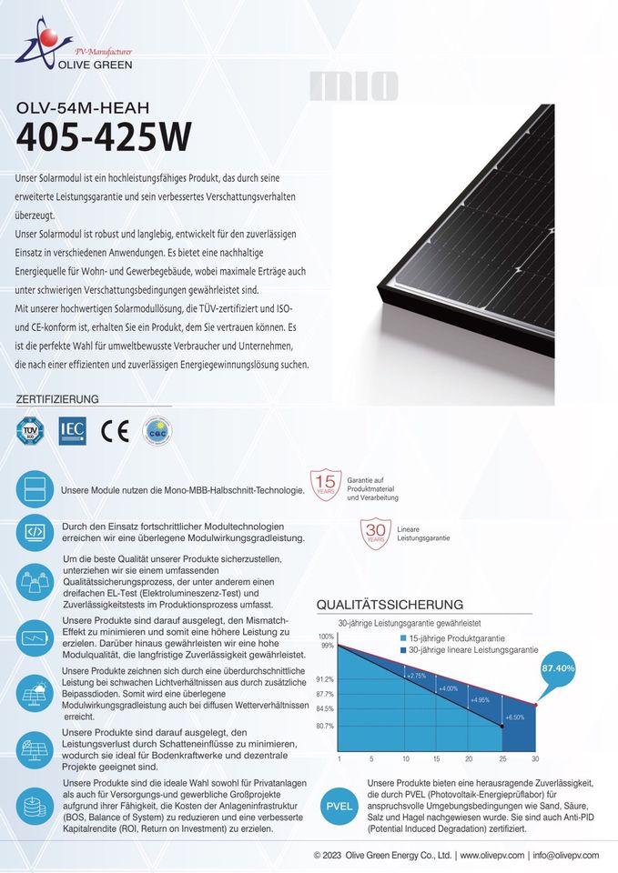 Solarmodul/Panel/PV/Photovoltaik 420W black frame Fachhandel in Edewecht