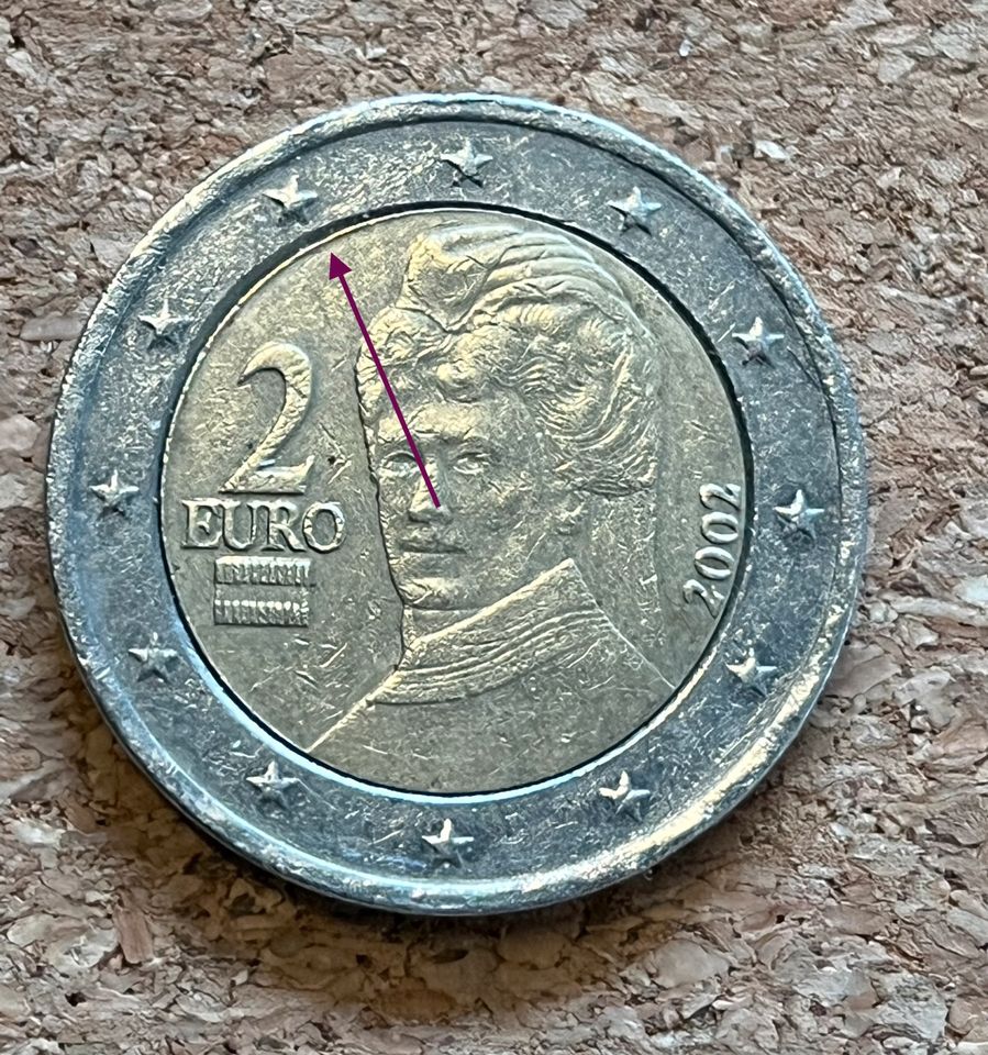 2 Euro Münze 2002 „Bertha von Suttner“ Österreich fehlerhaft in Triebel