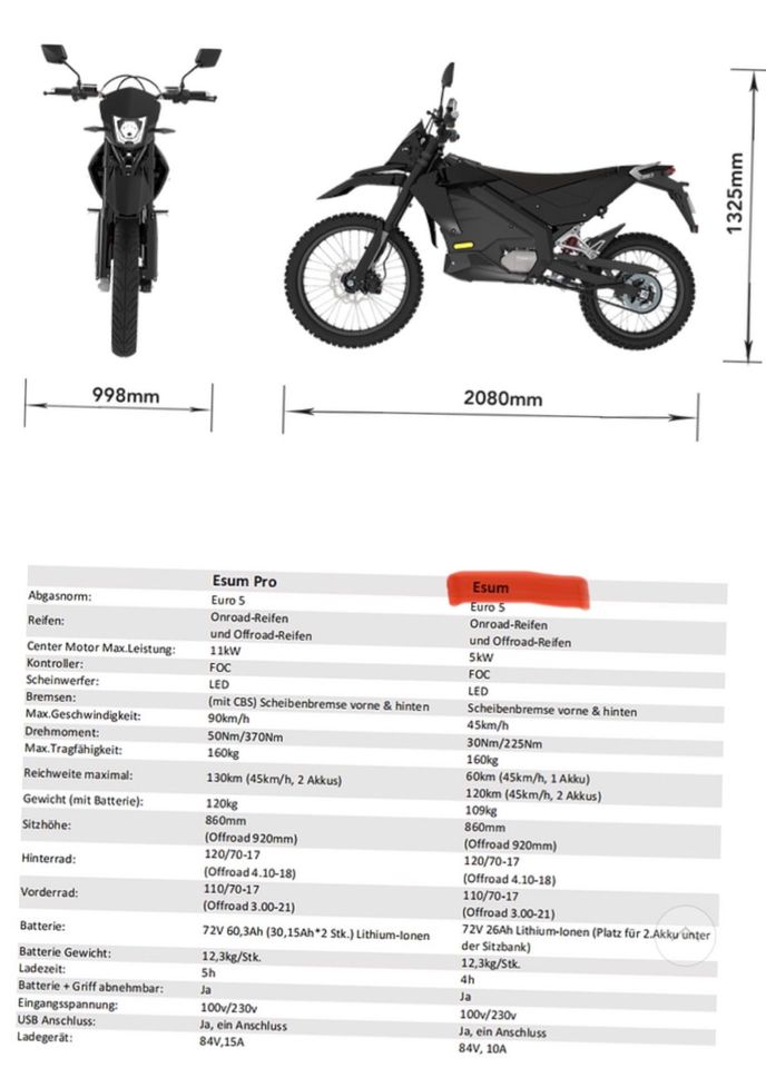 Moped Tinbot ESUM Elektro 45km/h in Rickert