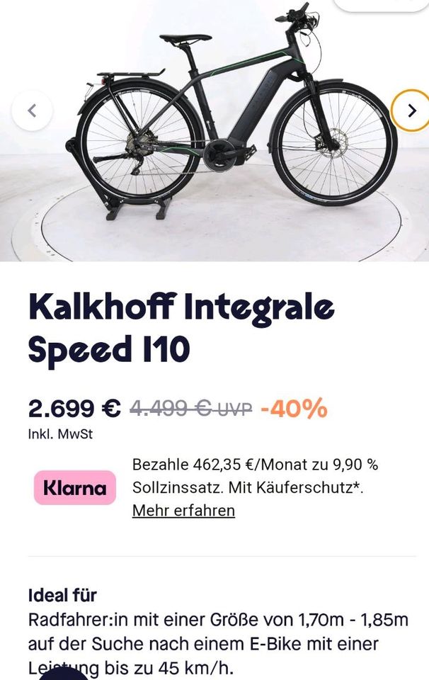 Kalkhoff Integrale i10, 45 km/h Speedbike mit wenig km in Grefrath