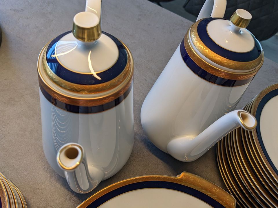 Bavaria Edelstein Echt Cobalt / Gold Kaffee Tafelservice 46 Teile in Wickede (Ruhr)