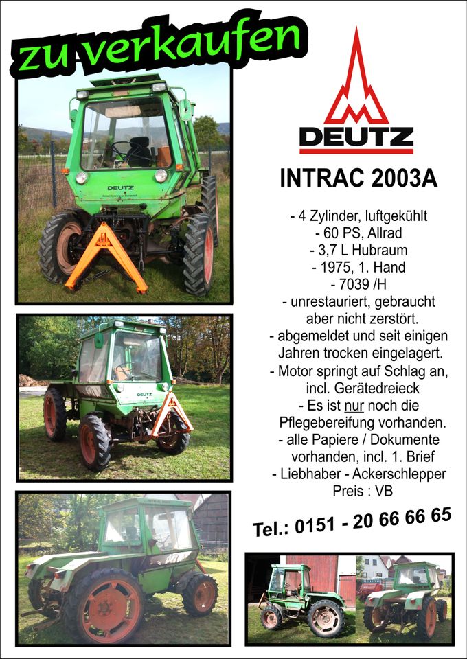 Deutz Intrac 2003 A Allrad, 1975 60 PS 1. Hd. in Eschwege