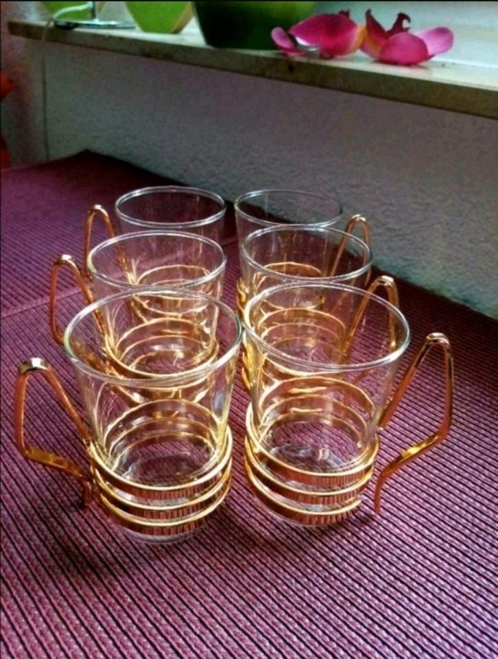 DDR Superfest 6er Set Teeglas Saft Grog Küche Vintage 70 in Annaberg-Buchholz