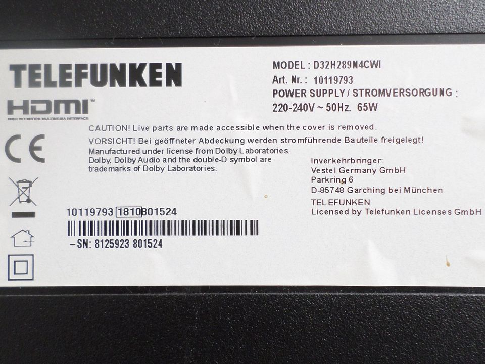 Telefunken FFS D32H289N4CWI, Teile/Module/FB in Coburg