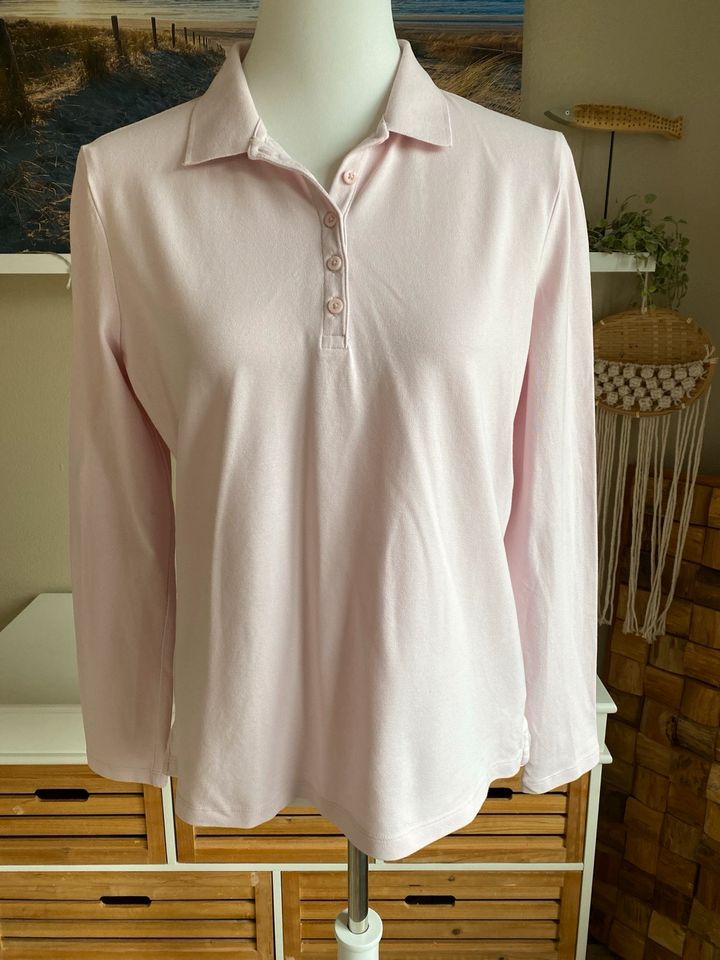 Shirt, Langarm, Polo, Gr 42(XL), rosa, rose, Montego in Bous