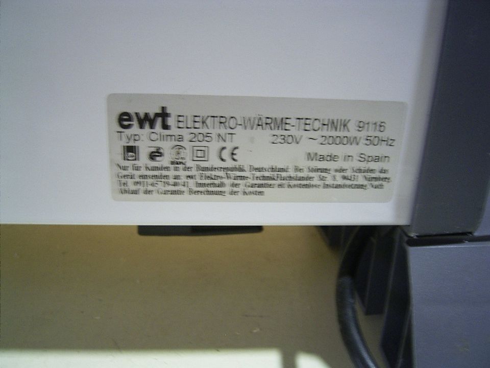 E W T Elektro Heizgerät / Übergangsheizung 2000W in Pirmasens