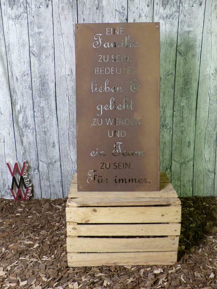 Spruchtafel, Stahl Edelrost Familie Zuhause in Asendorf (bei Bruchhausen-Vilsen)