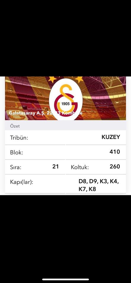 Galatasaray Sivasspor 2 Tickets nebeneinander pro Ticket 70€ in Neuhausen