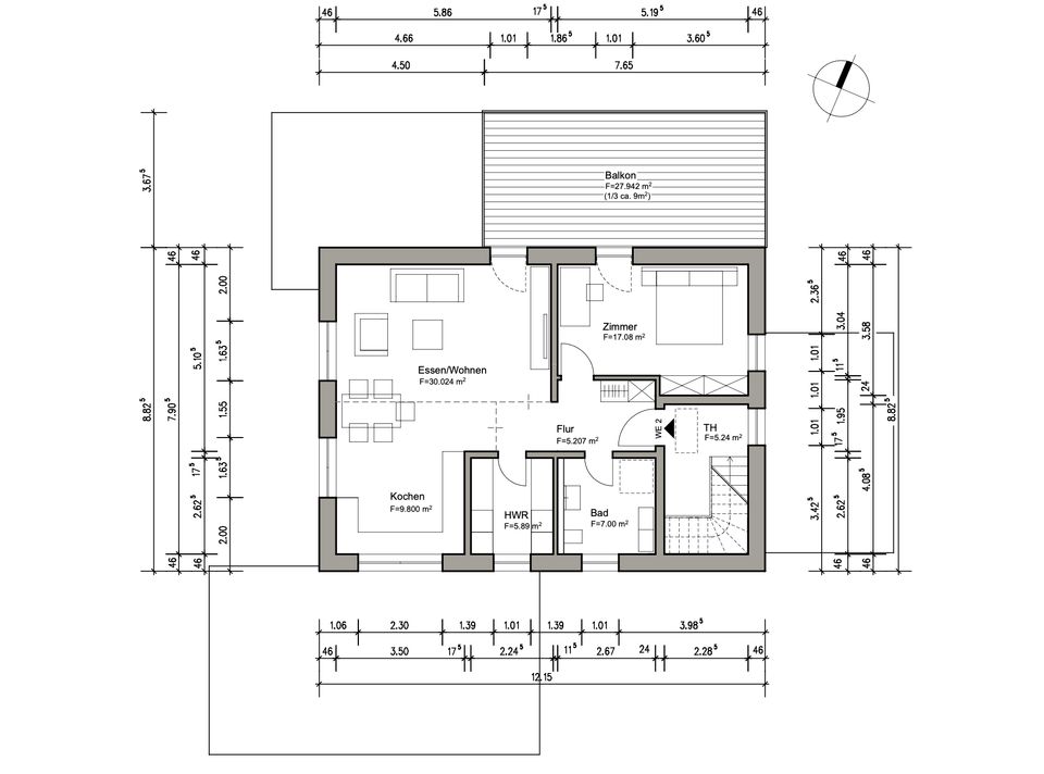 2 Zimmer Wohnung mit Küche, Stellplatz und Dachterrasse 84 m2 in Senden