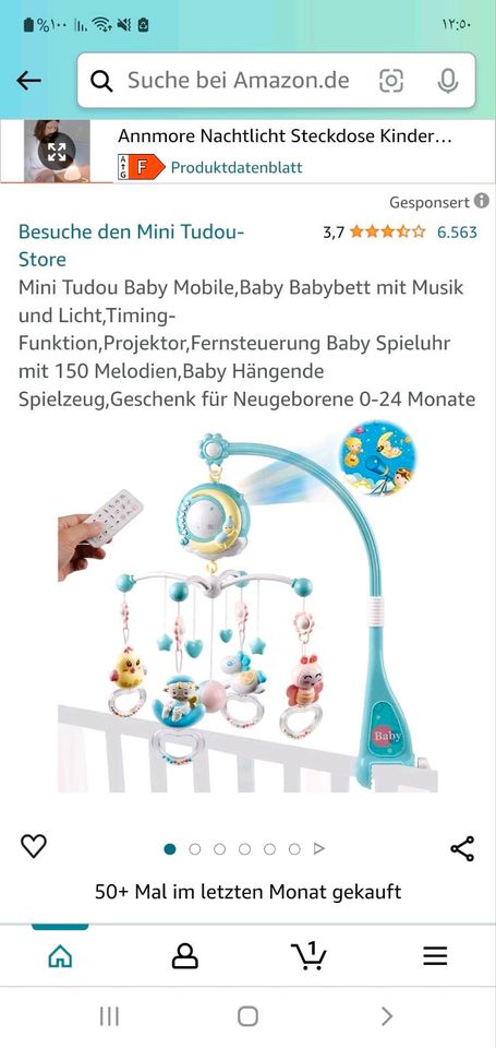 Mini Tudou Baby Mobile,Baby Babybett mit Musik und Licht,Timing- in Hamburg