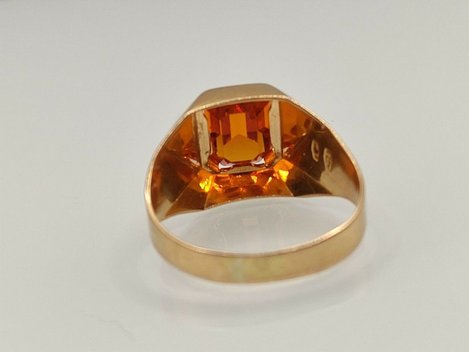 Antiker Jugendstil Madeira Citrin Ring 750er Gold 18 k in Reinstorf