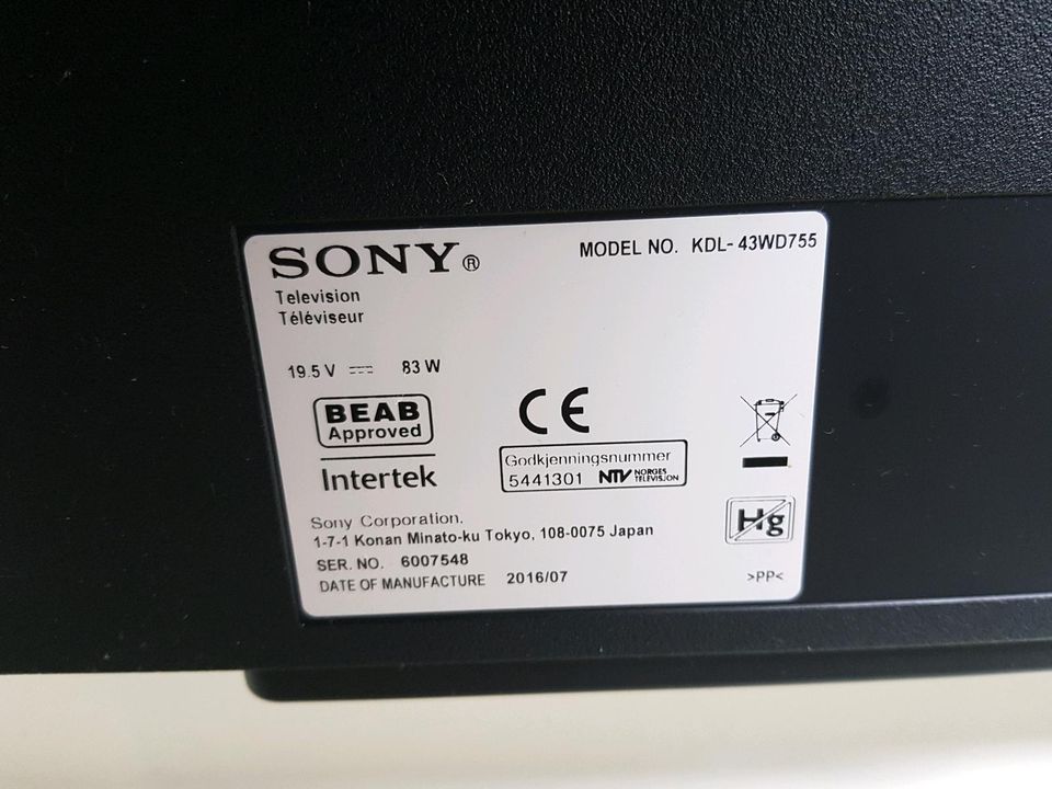 TV fernsehen  Sony kd43wd755 in Hamburg