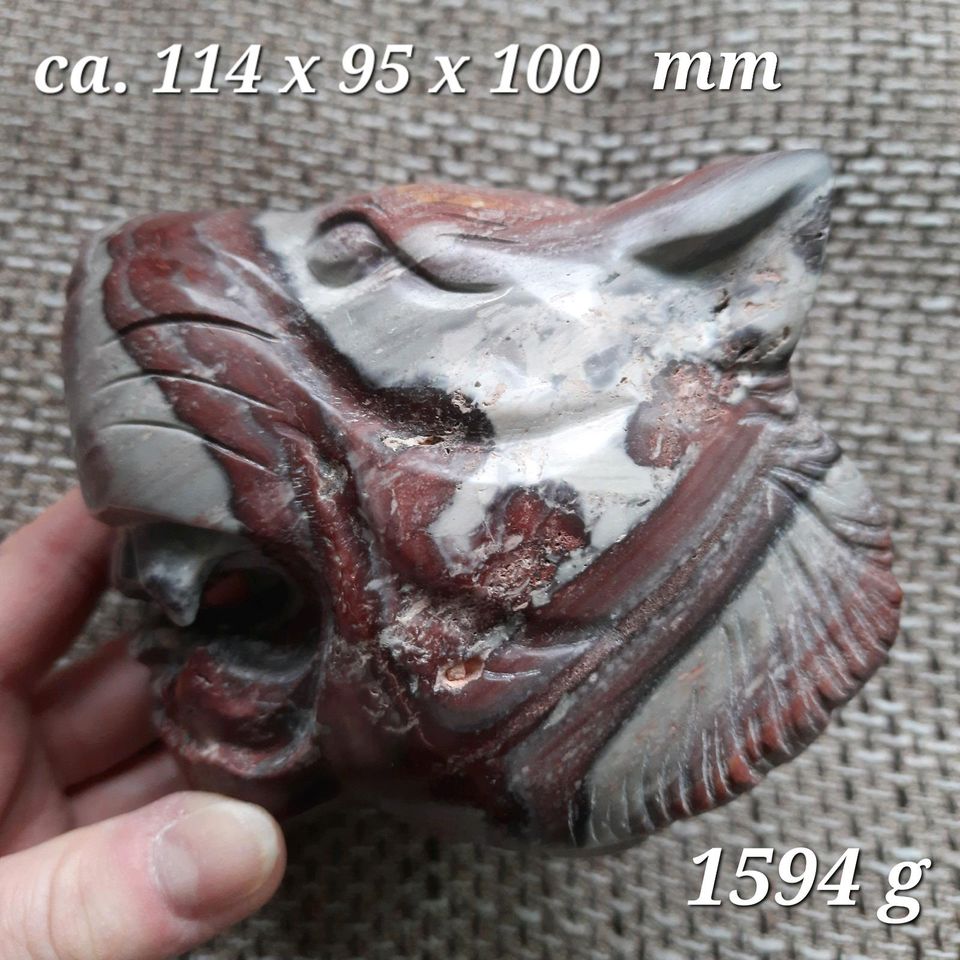 Tiger Kopf Jaspis Carving Mineralien Edelstein in Hemslingen