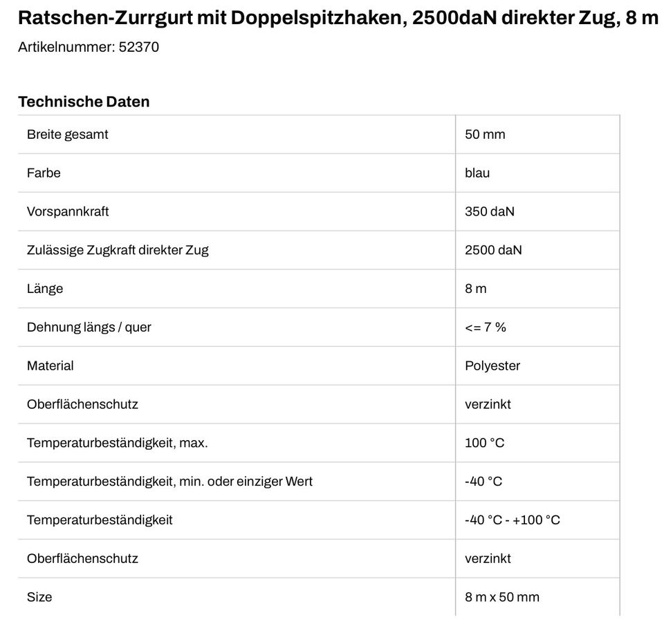 2x BERNER Ratschenzurrgurt / Spanngurt Profi-Ausf. 8 m / 50 mm in Bad Rappenau