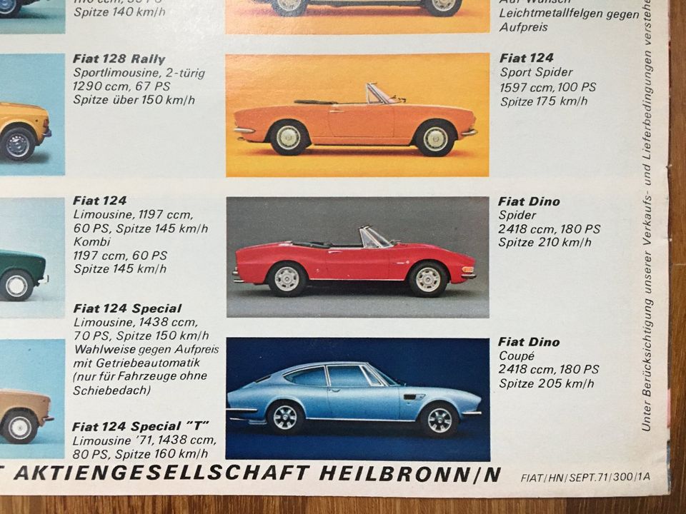 1972 Fiat Programm incl. Dino Prospekt deutsch in Kassel