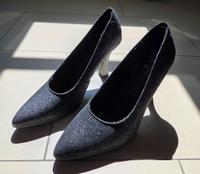 Schuhe mit Absatz, schwarz glitzernd, Größe 40 Berlin - Tegel Vorschau
