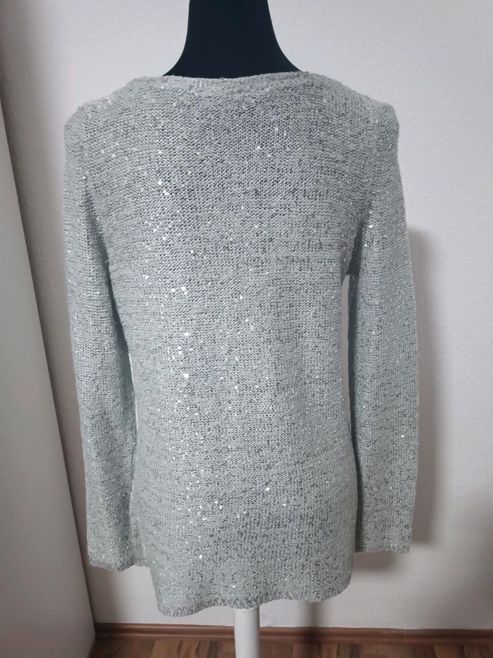 Up2 Fashion Pullover Pulli Grau Silber Pailetten Gr.S 36/38Top in Wistedt