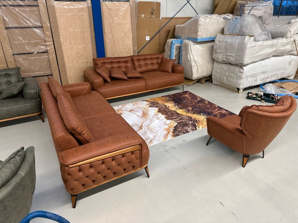 (Prizma) Couch Set 3+3+1) Sessel Couch Sofa Relax Sofa Bett Funktion Wohnzimmer Gästezimmer QMLager in Ursensollen