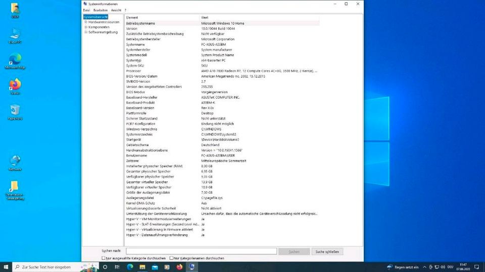 PC mit Windows10 auf SSD (21H2) in Tuttlingen