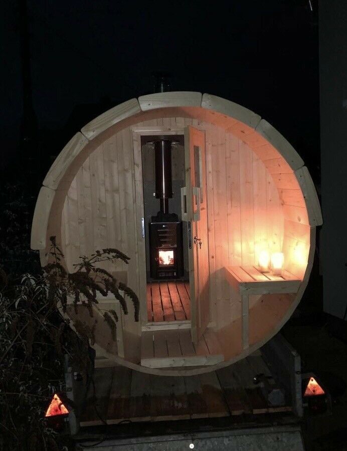 mobile Sauna auf Anhänger, Saunafass, Wellness, Sauna mieten in Haselbachtal