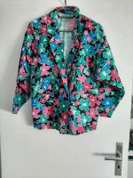 Blazer schwarz mit türkisfarbenen, blauen, rosa und roten Blumen Hessen - Bad Camberg Vorschau