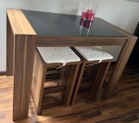 Bartisch Esstisch Stehtisch mit 2 Barhocker Nussbaum Glas schwarz Nordrhein-Westfalen - Detmold Vorschau