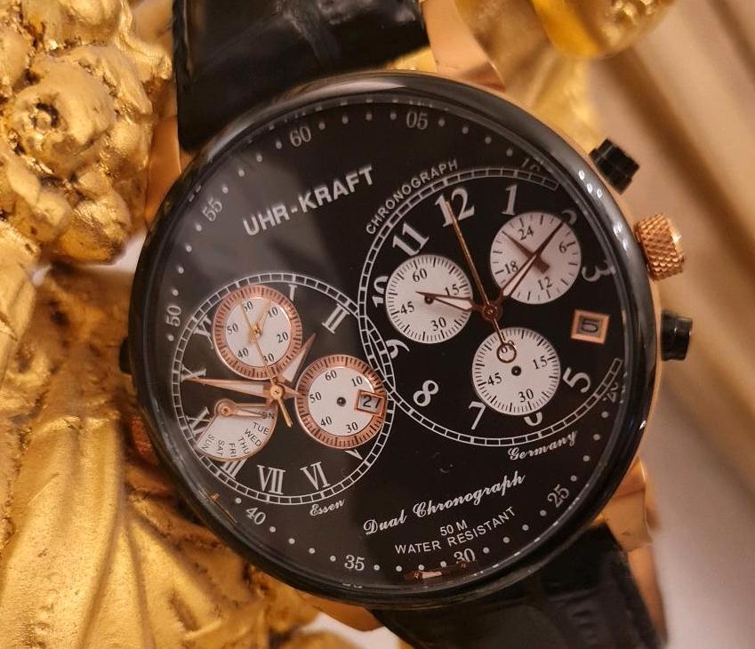 uhr Kraft Essen XXL Uhr rosegold  armbanduhr chronograph defekt in Westhausen