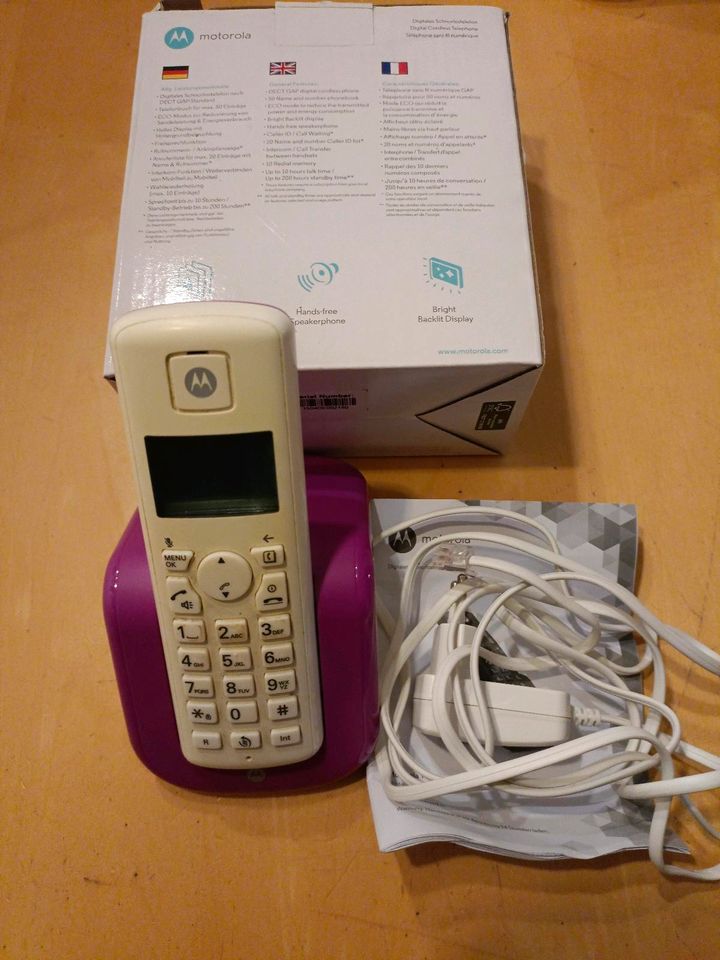 Motorola T 201 schnurloses Telefon violett mit OVP in Goch