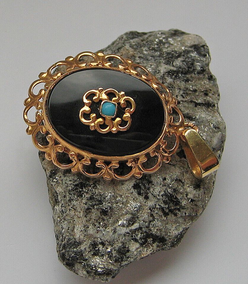 Gold Anhänger 14Kt 585 Onyx Medaillon Antik öffnen Foto ♦️♦️ 7971 in Lichtenberg (Oberfranken)