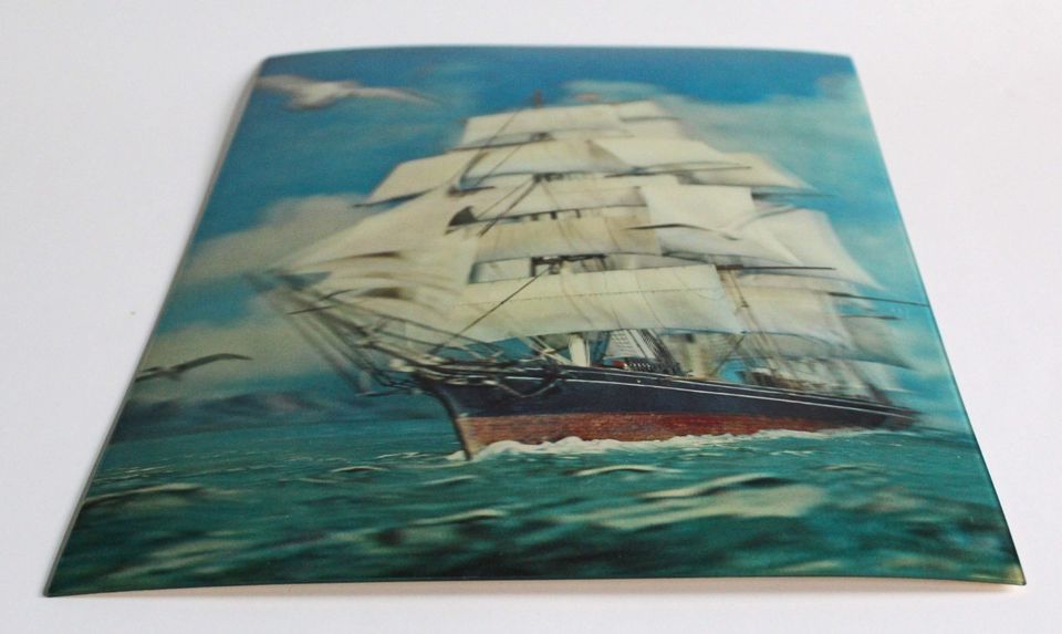 Toppan, altes 3D Lenticular Bild England Segelschiff CUTTY SARK in Hamburg