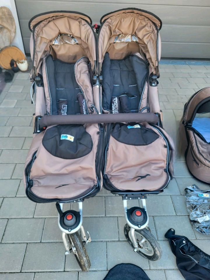 TFK Twinner Twist Zwillingskinderwagen + Buggy + viel org Zubehör in Berglen