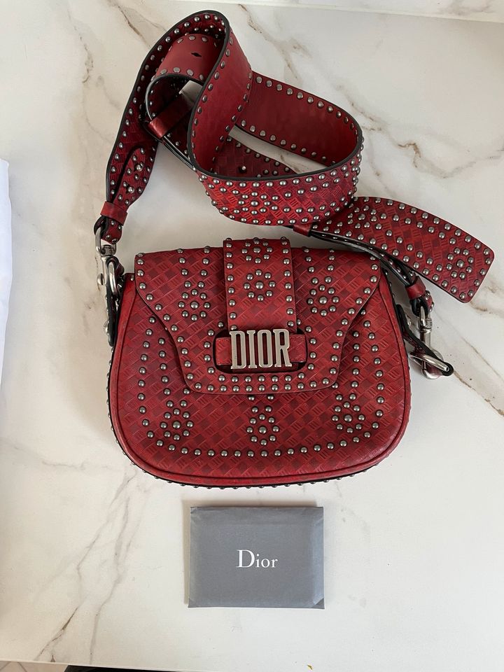 Dior D-Fence Tasche Damen Leder / Rot / Nieten / Vintage in Hamburg