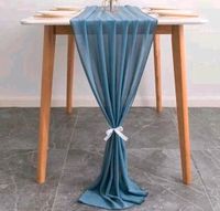 Organza Tischläufer rauchblau| Mieten Leihen |Hochzeit Geburtstag Hessen - Langenselbold Vorschau