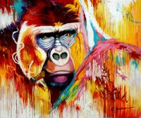 Modern Art - Gorilla mit Zigarre street art c96659 50x60cm Ölbild Berlin - Treptow Vorschau