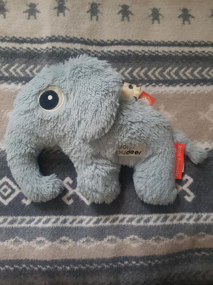 Done by deer Elphee Kuscheltier Elephant Elefant babyblau türkis in Karben