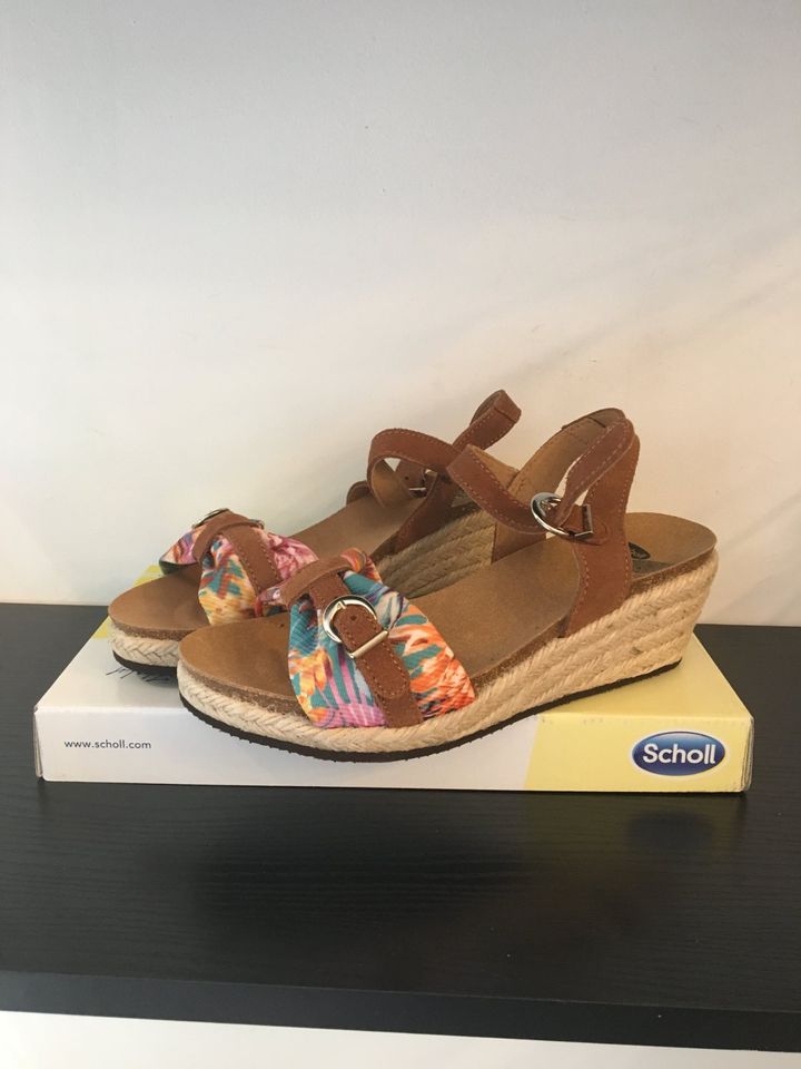 Blumen neu 39 SCHOLL Kork LEDER Sandalen Keil wedge braun in Berlin