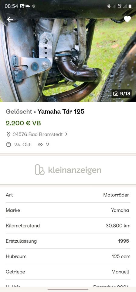 Yamaha tdr 125ccm in Norderstedt