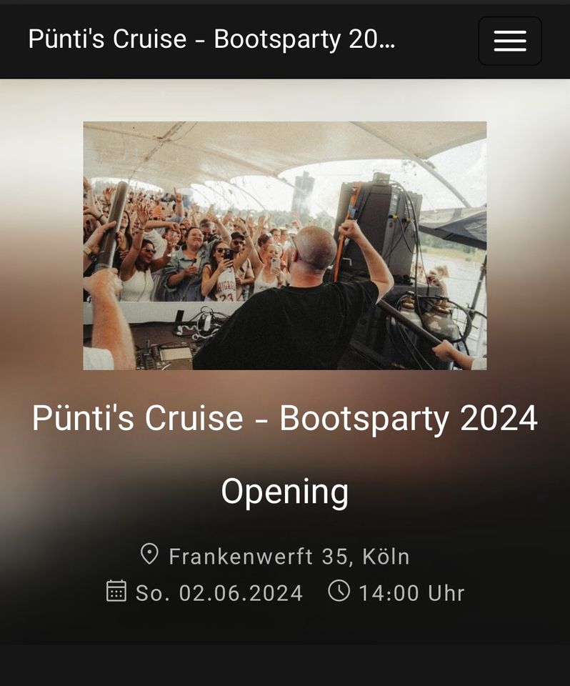 Pünti's Cruise - Bootsparty 2024 Opening - 2 VIP Tickets in Köln