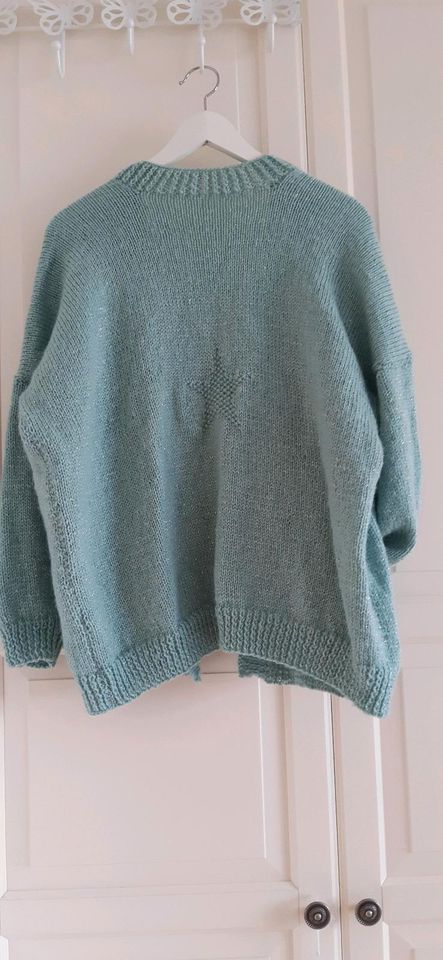 DIY Unikat Mohairjacke Cardigan mintgrün Glitzerfaden Größe M-L in München