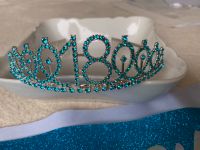 Schärpe 18 Geburtstag türkis blau Mädchen Glitzer Diadem Happy B Nordrhein-Westfalen - Mönchengladbach Vorschau