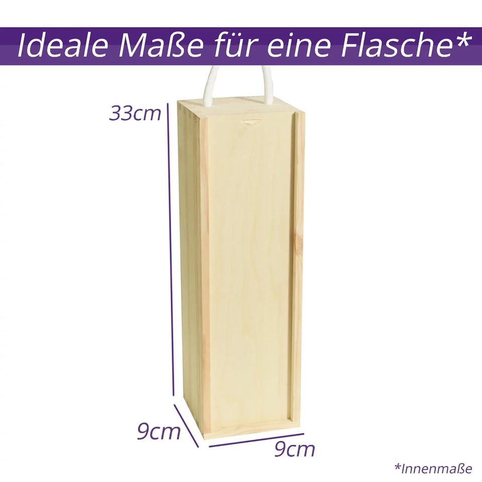 Personalisierte Weinbox zur Hochzeit 33x9x9cm natur - Geschenk in Heiden