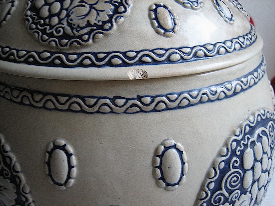 Jugendstil Keramik Bowle mit Deckel Blau-Grau 6 Liter - No 1630 - in Dortmund