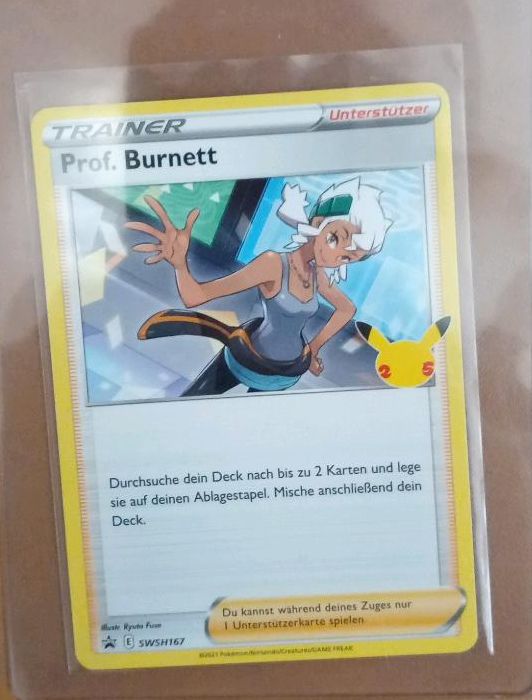 Professor, Prof. Burnett, Pokemon celebration, Karte in Roth