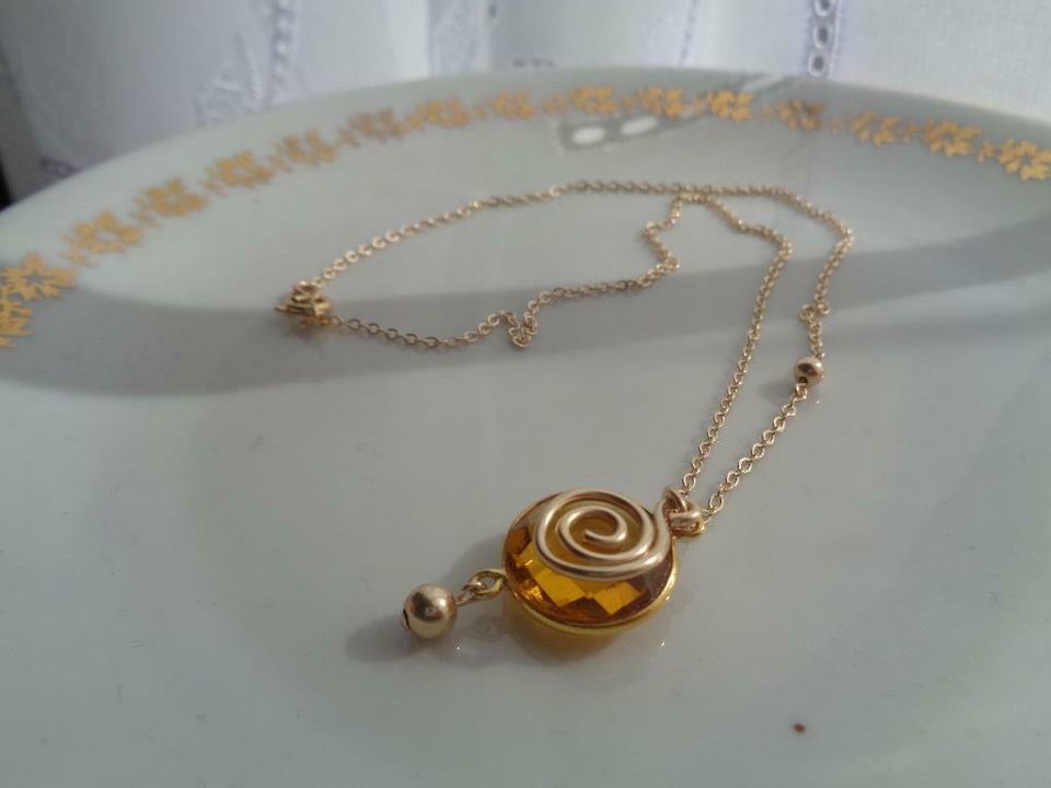 Gold Kette mit Citrin-Quarz, 585 Gold Filled,Spirale in Wittenberg