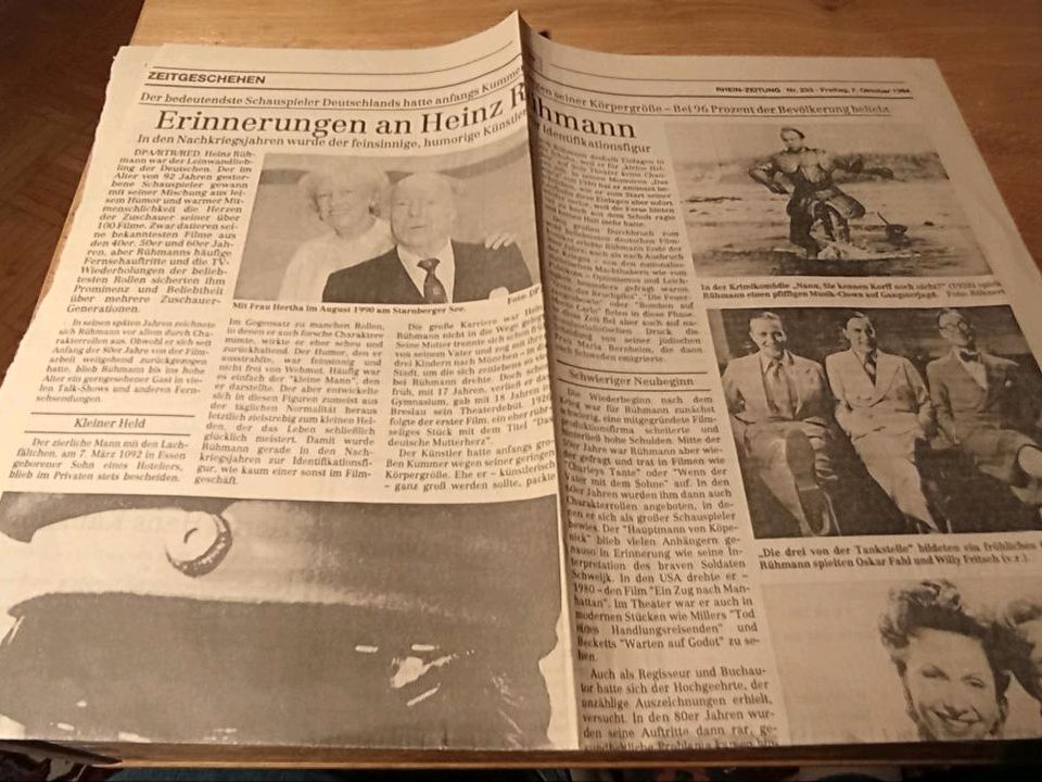 ZEITUNGSARTIKEL/HEINZ RÜHMANN/Freitag,07.10.1994/ Rhein -Zeitung in Koblenz