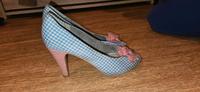 Tamaris Leder Schuhe Blau weiß Kariert Gr 38 High Heels Absatz Leipzig - Schönefeld-Abtnaundorf Vorschau