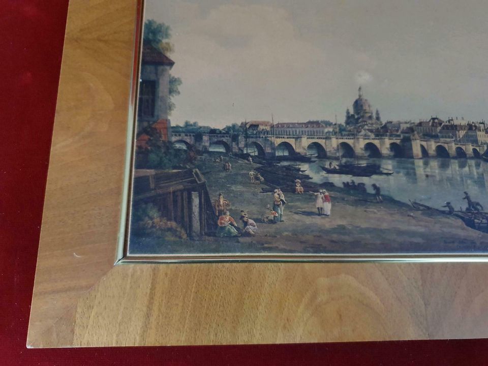 Antiker Kunstdruck Dresden Canaletto-Blick Bild gerahmt in Halle
