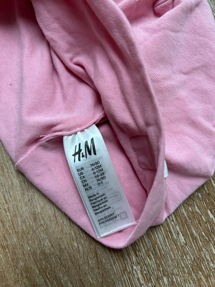 H&M Baby Mütze Haube rosa pink Mützchen 74/80 in Bockhorn