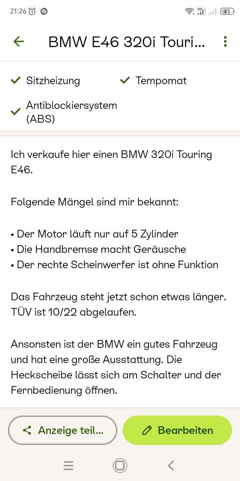 BMW E46 TOURING 320I in Baumholder